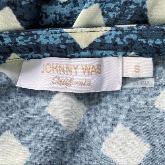 JOHNNY WAS Ciaga Mixed-Print Maxi Coverup Dress Blue Floral Geometric Size S - Picture 10 of 11